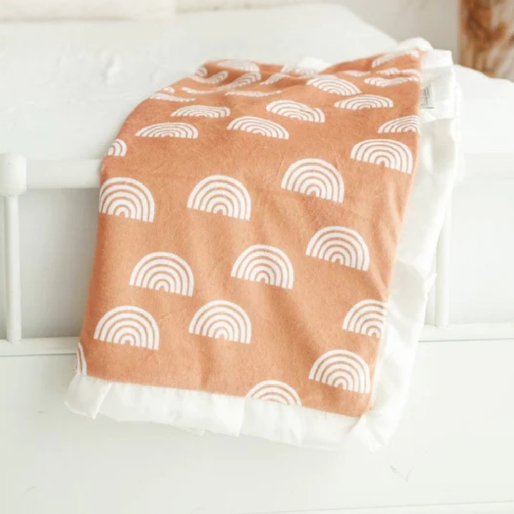 Minky Couture Terra Cotta Rainbow Infant Blanket
